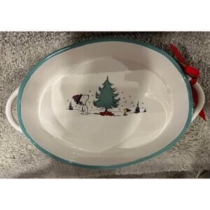 Rae Dunn Peanuts Snoopy Oval Baking Dish - Winter Scene - BRAND NEW